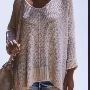 Exlura New Collection Women's Blush Knit Sweater Vneck Oversized Acrylic/Wool